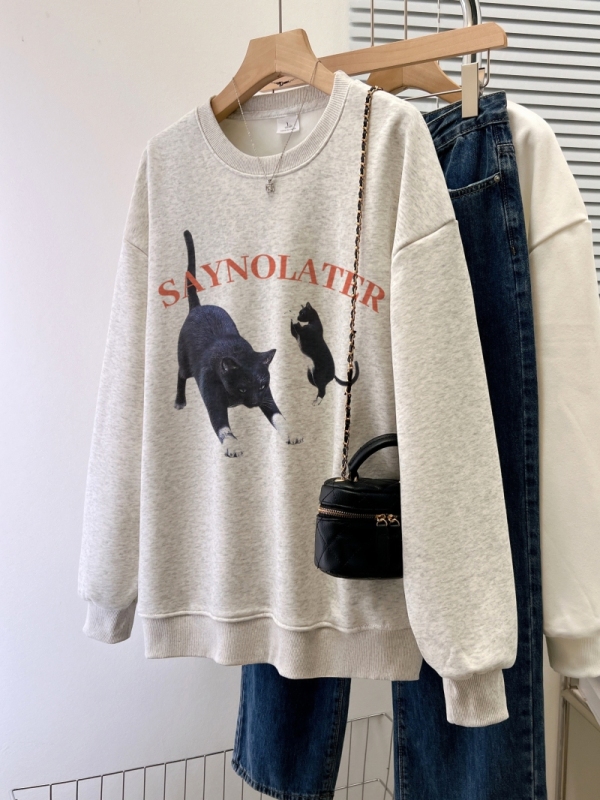 Actual shot of Chinese cotton/thin 310g/plus velvet 410g autumn and winter sweatshirt for women