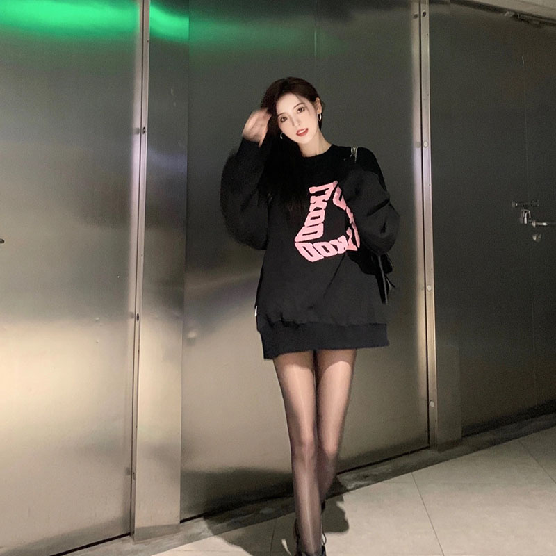 韓國新款華棉複合薄款310克/加絨410克 秋冬裝衛衣女印花寬鬆大碼