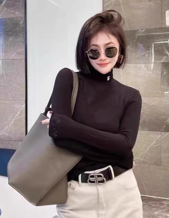 網紅歐貨高領長袖打底衫女2023秋季新款修身顯瘦時尚百搭洋氣上衣