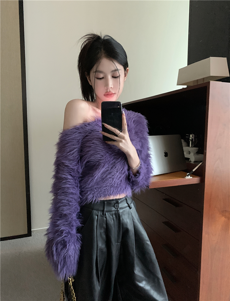 實拍  奶系穿搭套頭軟糯毛衣女秋冬韓系慵懶風毛針織衫