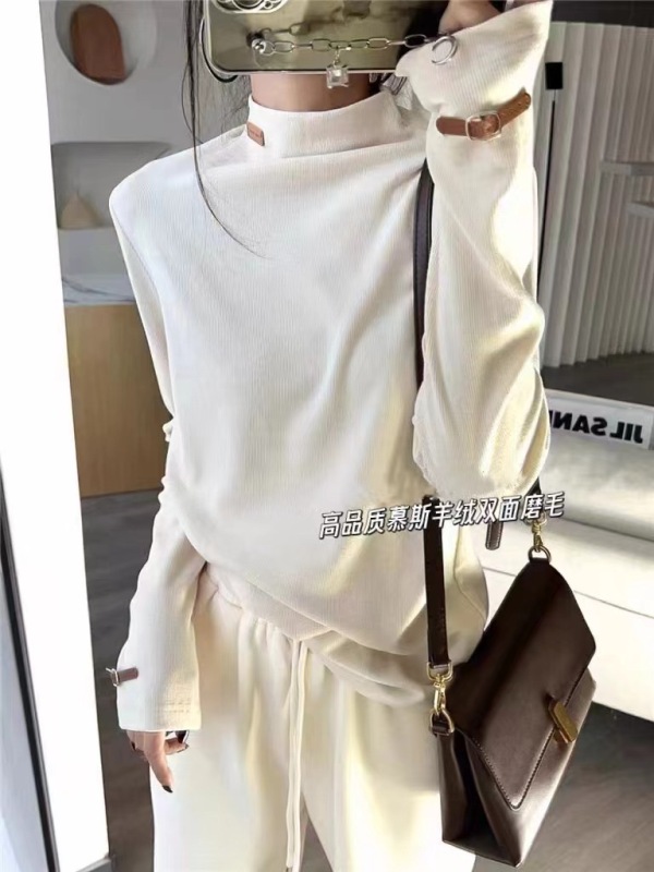 網紅歐貨高領長袖打底衫女2023秋季新款修身顯瘦時尚百搭洋氣上衣