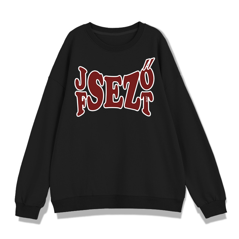 Round neck sweatshirt women's thin hooded jacket spring and autumn oversize niche black top
