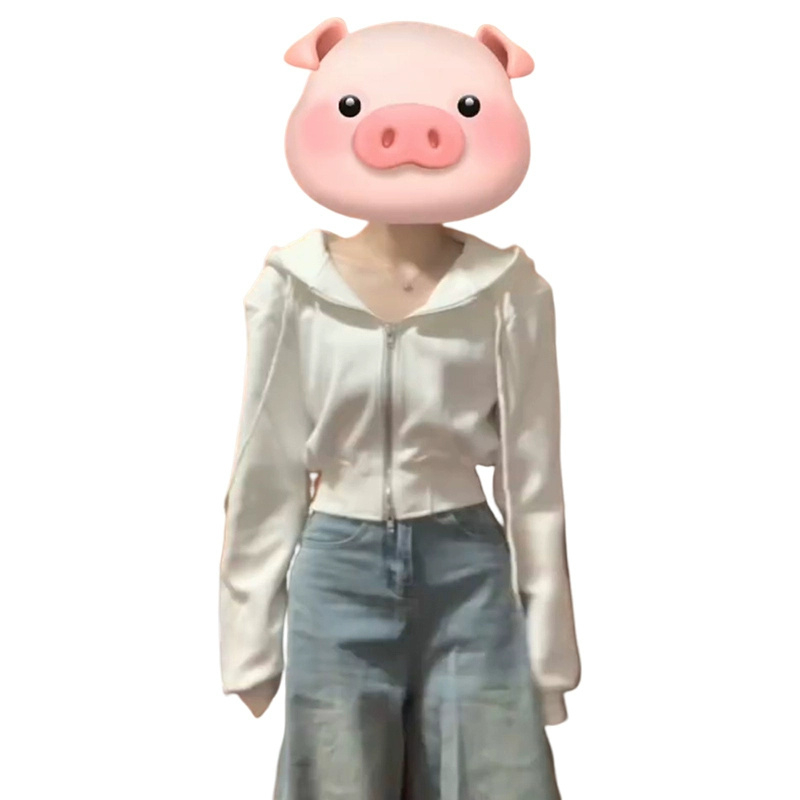 華棉純棉 短款衛衣外套女春秋小個子美式小眾連帽長袖上衣