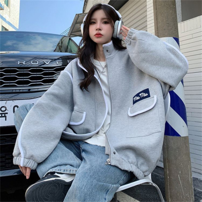 American retro oversize loose jacket baseball uniform for women 2023 spring student jacket ins trend