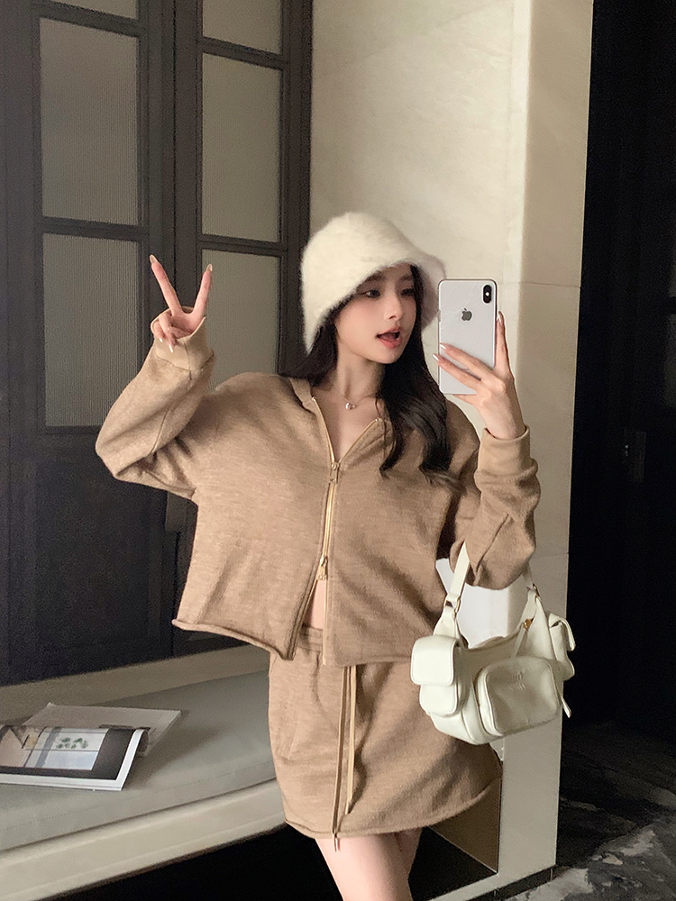 Real shot Madeleine weekend miu casual lazy suit women's autumn retro top