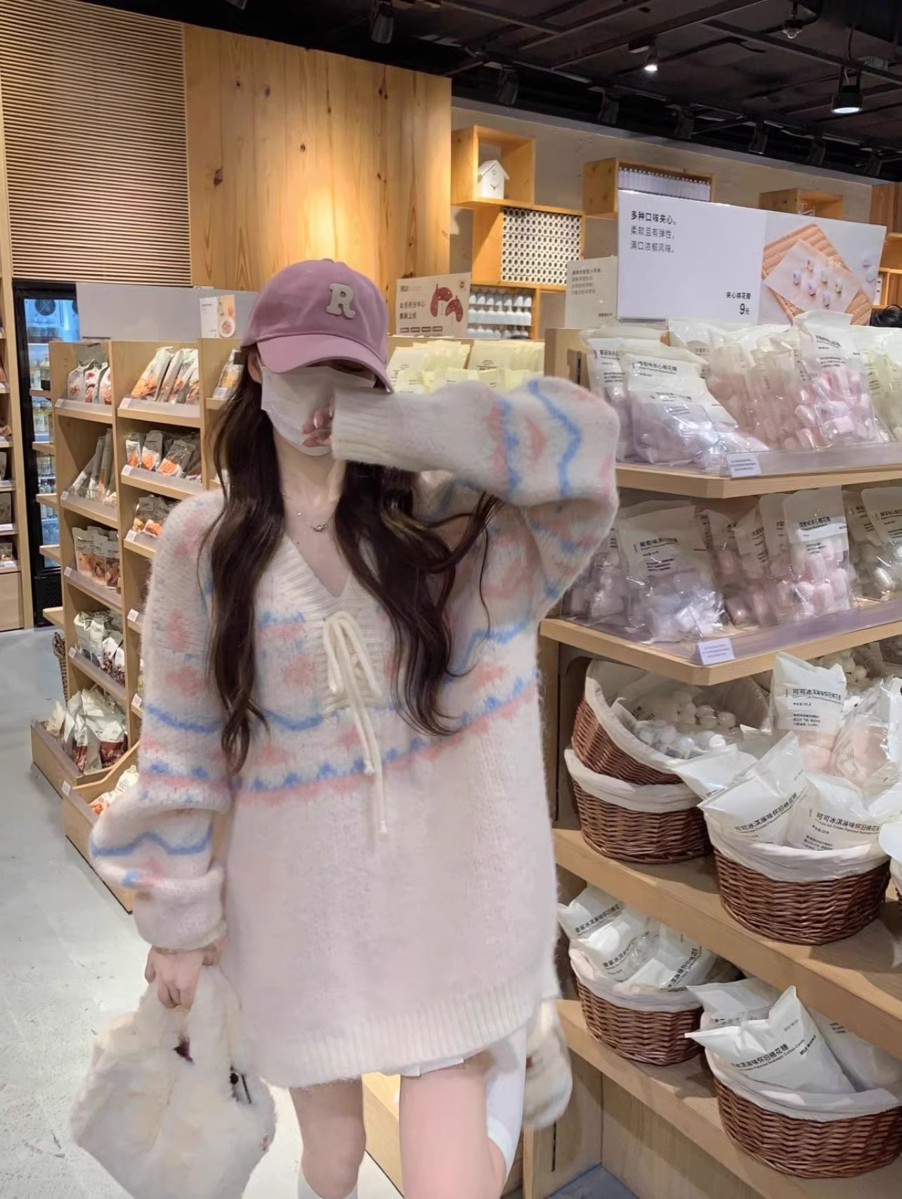 溫柔軟糯v領套頭毛衣女秋冬寬鬆外穿設計感慵懶學院風針織衫上衣