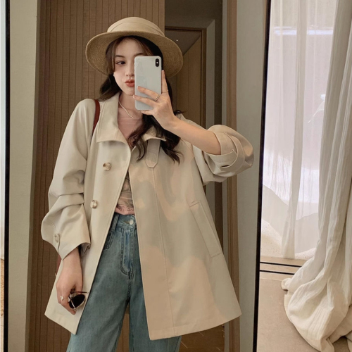 New autumn and winter casual versatile loose long-sleeved single-breasted windbreaker simple lady little cardigan coat for women