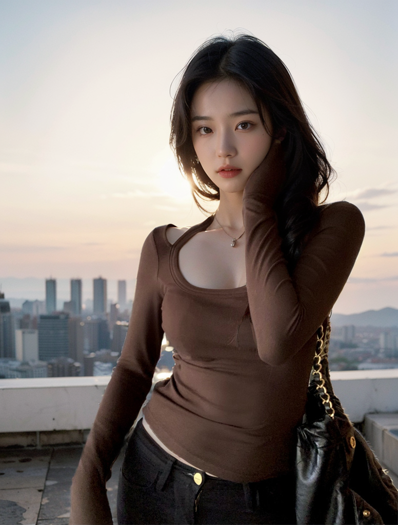 Real shot of Hong Kong-style sweet and spicy halterneck collarbone-exposed top for women with niche design sexy slim long-sleeved T-shirt
