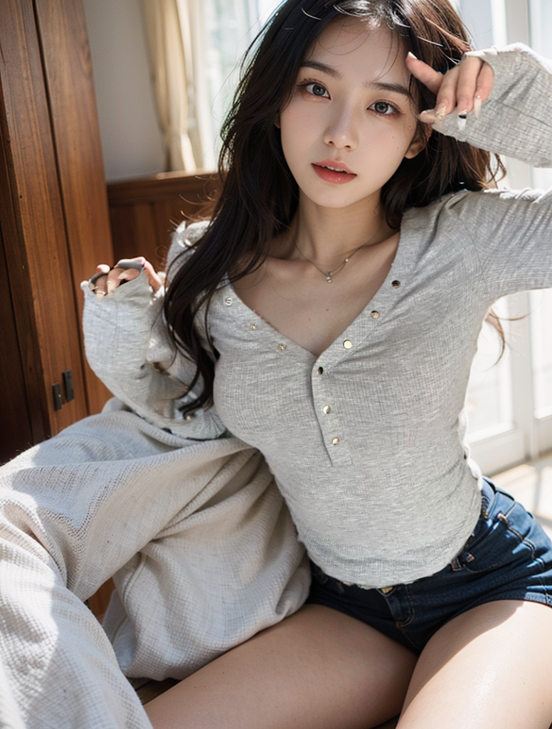 Real shot of new hot girl v-neck waist knitted long-sleeved top for women unique and unique bottoming shirt