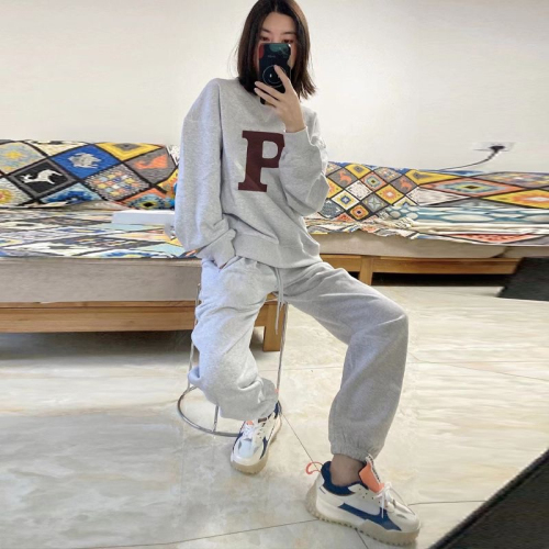 2023 suit women's casual fashion letter printed loose sweatshirt leggings long sleeves trousers two-piece set cute and trendy
