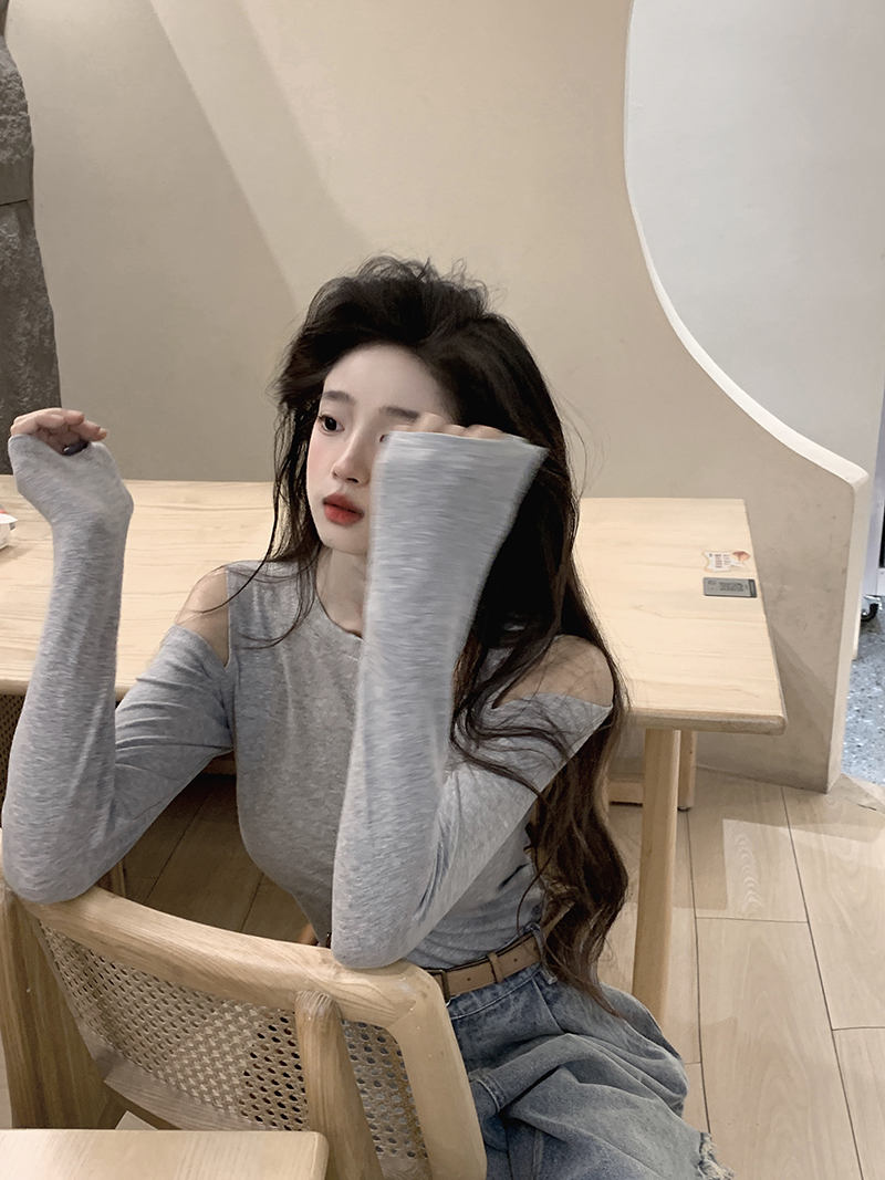 Real shot~Basic round neck autumn and winter Korean style versatile base layer skin-friendly elastic long-sleeved T-shirt