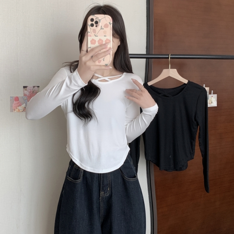 實拍  有氨德絨 磨毛長袖T恤女設計感小眾打底衫女 秋冬裝