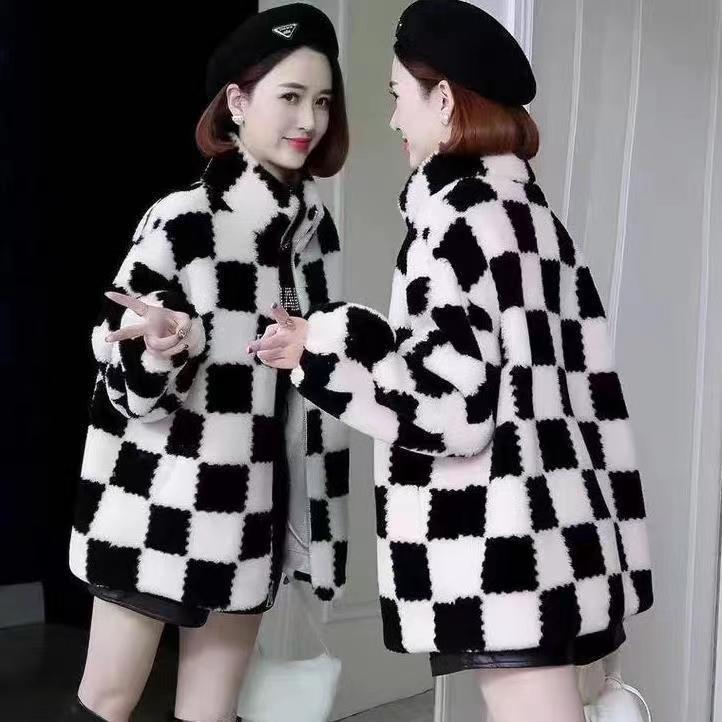 Coat Women's Short 2023 New Winter Stand Collar Sheep Shear Coat Lamb Fur Coat