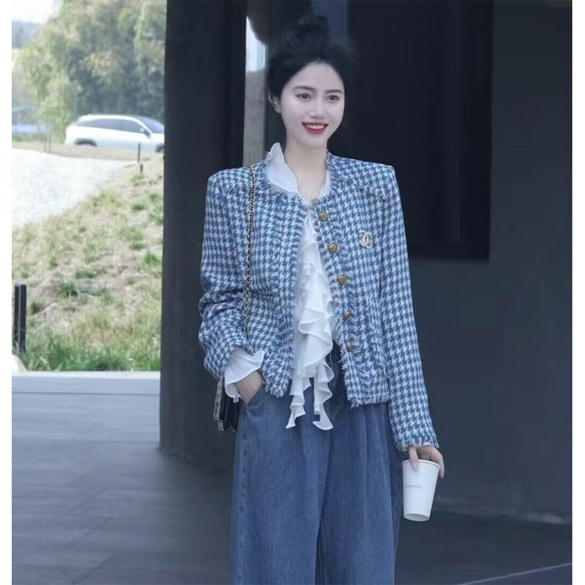 質檢官圖法式名媛流蘇小香風外套女秋2023新款高級感千鳥格上衣