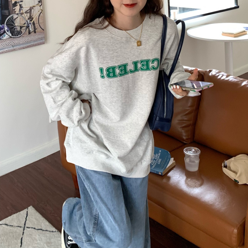 衛衣女寬鬆bf慵懶風韓版春秋薄款字母印花長袖上衣潮i