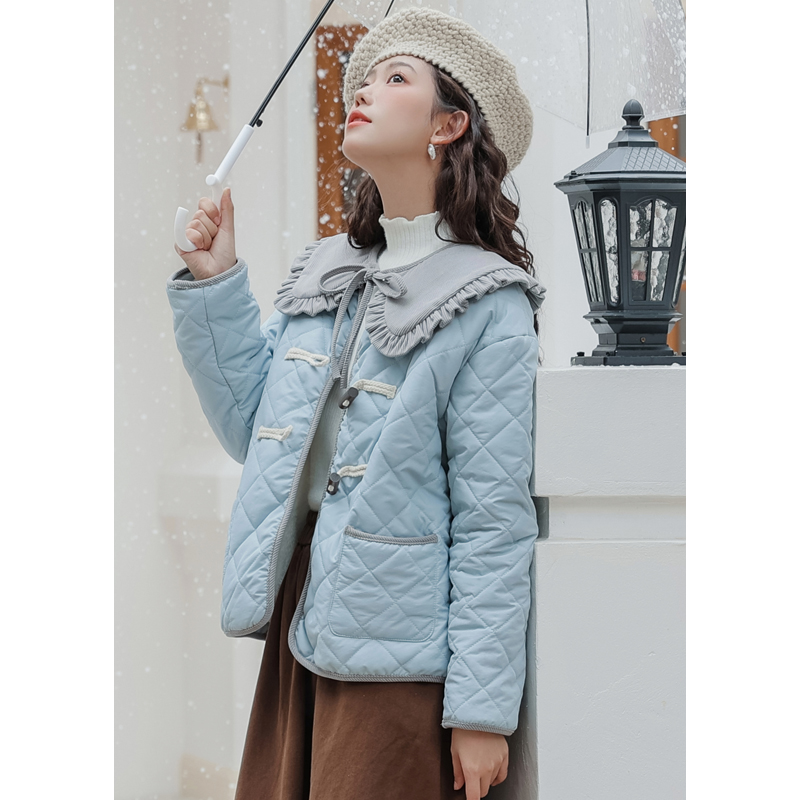 不低於167實拍秋冬保暖小個子短款娃娃領棉服外套