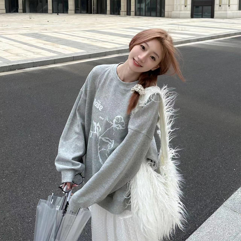 Anti-cotton Chinese cotton composite milk silk 300g/silver fox velvet 400g round neck sweatshirt for women