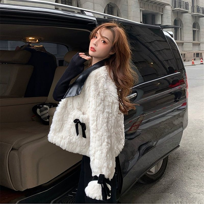 New Xiaoxiangfeng imitation rabbit fur coat for women autumn and winter short lamb hair Korean style fur one-piece plush coat