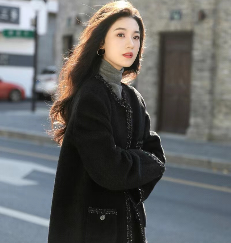 秋冬裝新款大碼女裝韓版編織粗花呢休閒顯瘦外套上衣M-4XL200斤