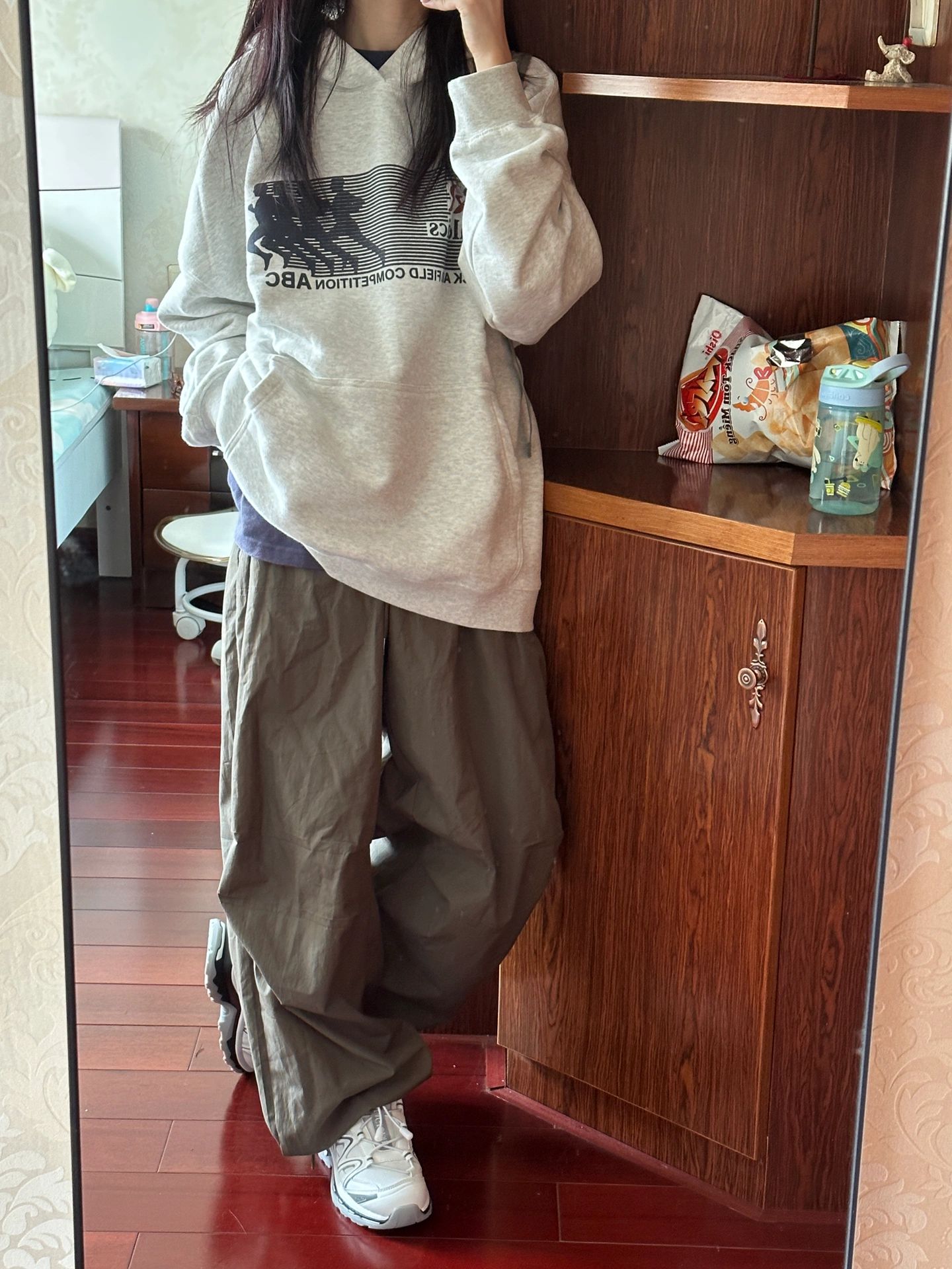 國潮牌美式復古連帽衛衣女春秋款2023新款寬鬆oversize情侶裝外套