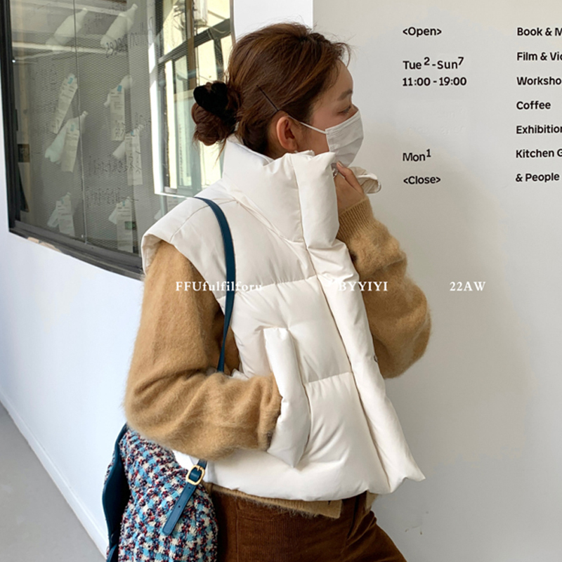 羽絨棉服馬甲女短款2023百搭棉服坎肩冬季新款無袖背心馬夾外套潮