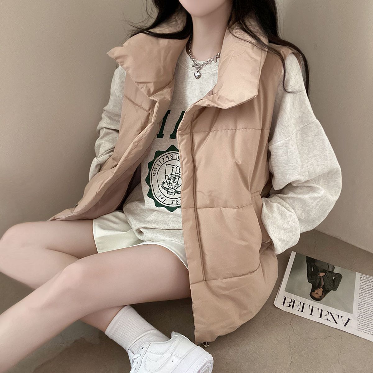 韓國chic 秋冬寬鬆 休閒 背心坎肩外穿馬甲