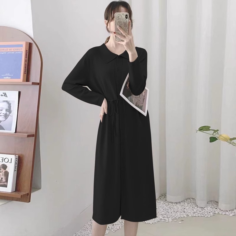 Mid-length lazy style sweater dress for women, cardigan coat, autumn and winter versatile over-the-knee bottoming knitted dress, trendy