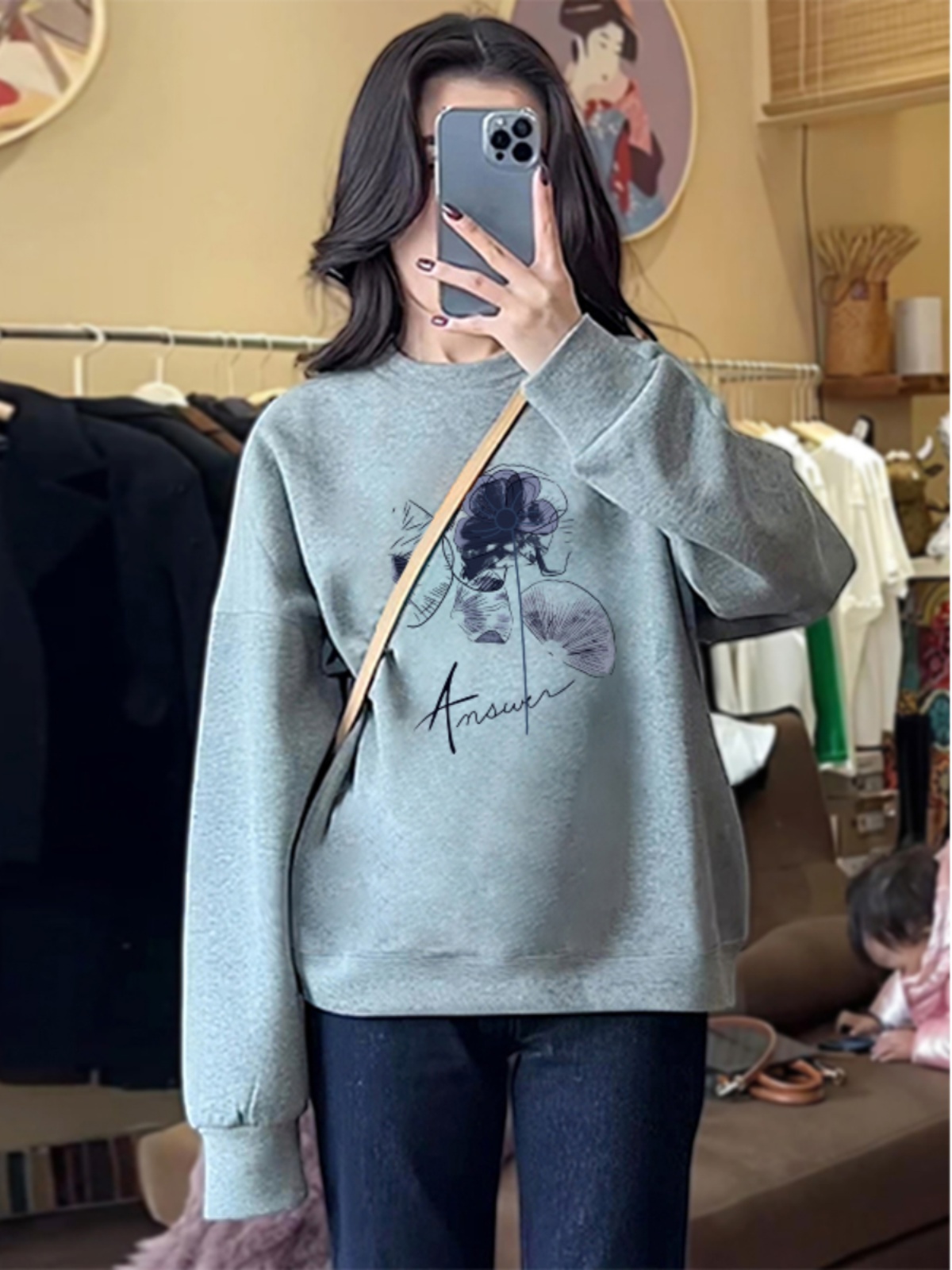 韓國新款華棉複合薄款310克/加絨410克 秋冬裝衛衣女印花寬鬆大碼