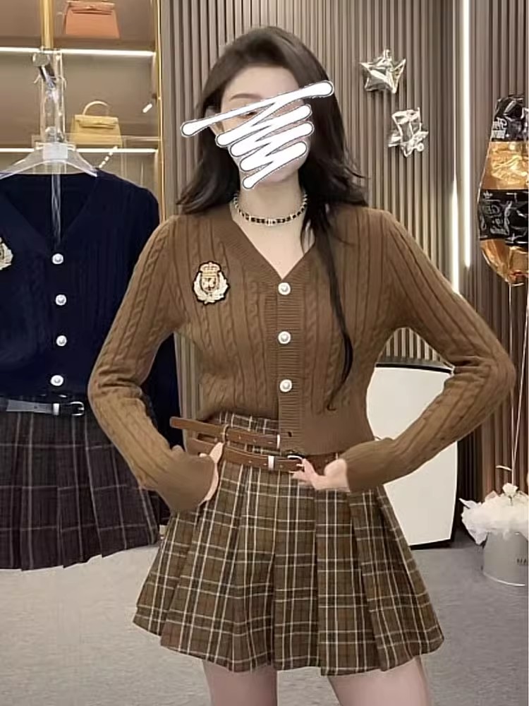 復古甜美套頭V領撞色漸變慵懶風寬鬆毛衣秋季顯瘦長袖針織衫上衣