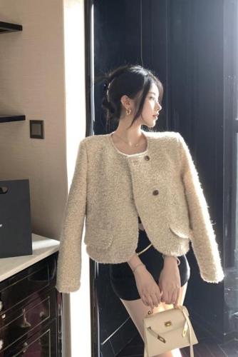 Actual shot ~  new winter style velvet small fragrant design waist slimming jacket