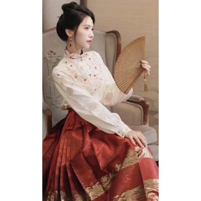 新中式國風改良明制漢服漢元素紅色馬面裙敬酒服女秋裝搭配一整套