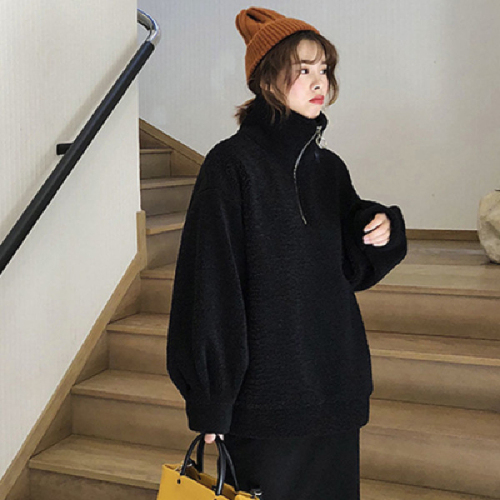 Winter Korean style loose and lazy style lamb wool coat trendy imitation lamb wool ins versatile pullover sweatshirt for women