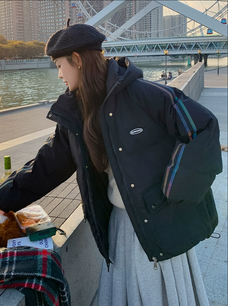 2023 Winter New Korean Style Cotton Clothes Internet Celebrity Cotton Clothes Women's Hooded Bread Jackets Short Small College Style Down Jackets Women