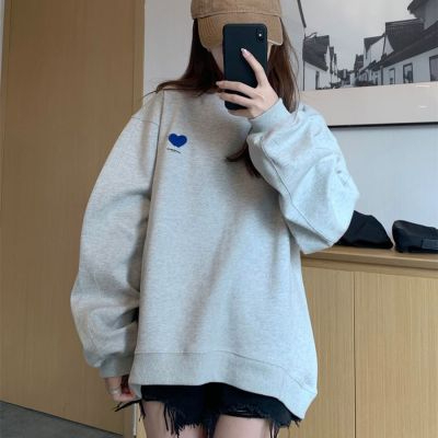 Harajuku BF thickened velvet pullover round neck sweatshirt for female students salt loose top autumn and winter coat lazy style