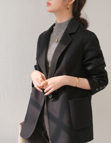 Double-sided woolen coat women's short autumn and winter new small high-end slim temperament suit woolen coat