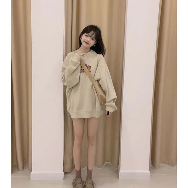 薄款華棉牛奶絲 加絨華棉銀狐絨 圓領印花衛衣女情侶質量
