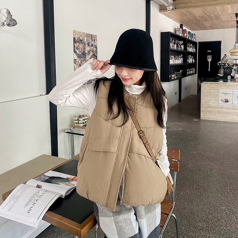 實拍羽絨棉服馬甲女2023冬新款秋冬休閒百搭馬夾外穿保暖背心外套