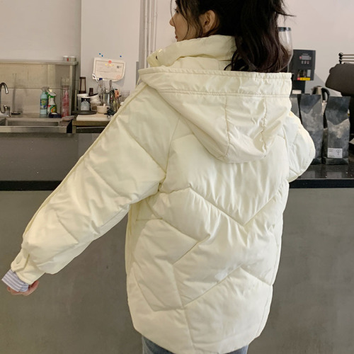 Korean style short thickened small loose fashionable Hong Kong style student down cotton bread jacket ins jacket for women