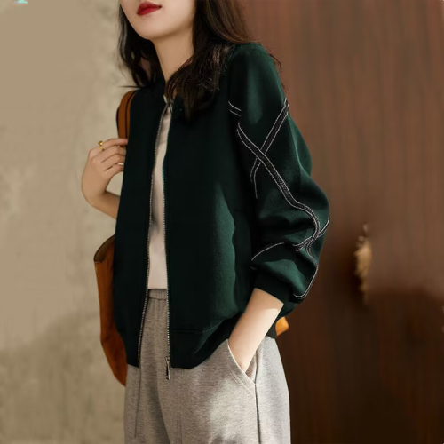 New Baseball Jacket Women's Short Jacket Spring and Autumn Versatile Large Size Slim Women's Cardigan Zipper Loose Jacket