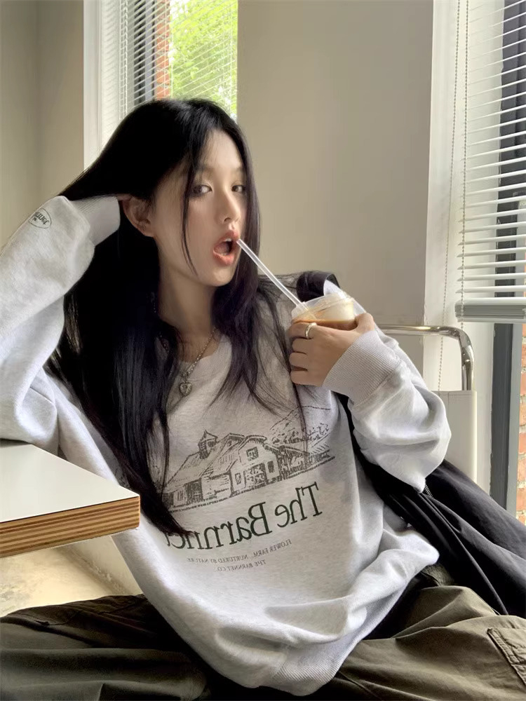 食毛華棉複合牛奶絲320克/銀狐絨400克圓領衛衣女