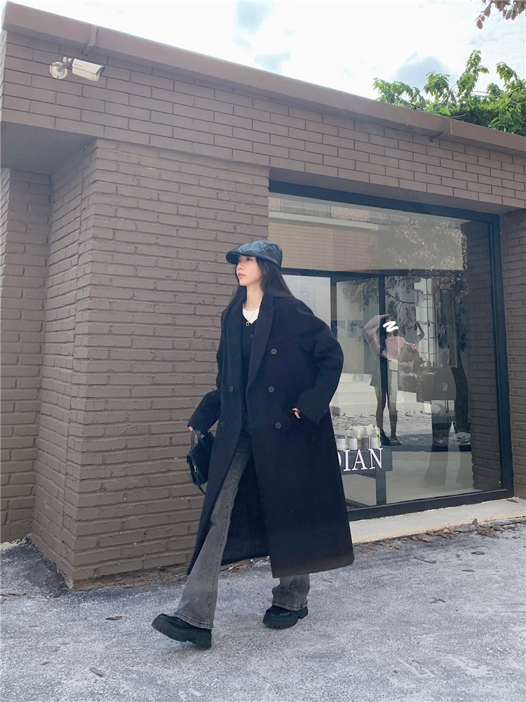 Actual shot ~ Mid-length woolen coat, temperament coat, autumn and winter tops for petites