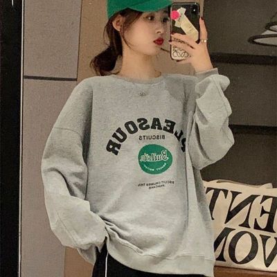 BF薄款 加絨加厚套頭圓領衛衣女學生鹽系寬鬆上衣秋冬季外套
