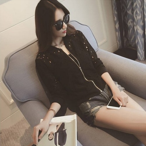 Sun protection jacket lace hollow slim fit women's short sun protection jacket for women