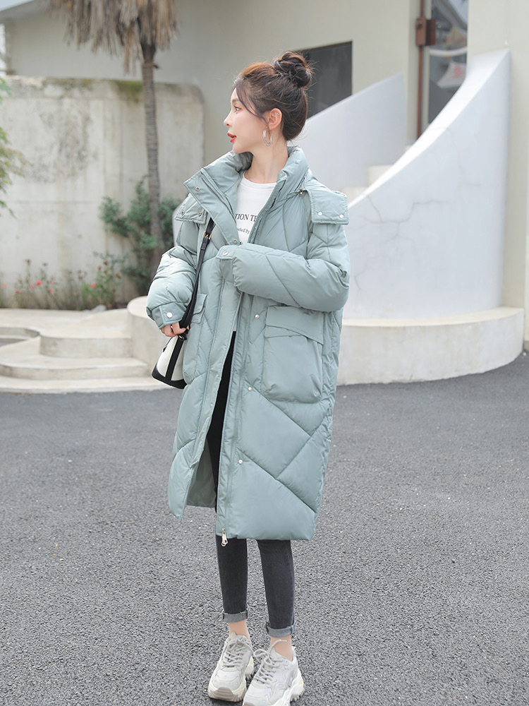 Cotton clothing# Hooded mid-length knee-length down cotton jacket for women 2023 winter Korean version loose and versatile cotton jacket ins