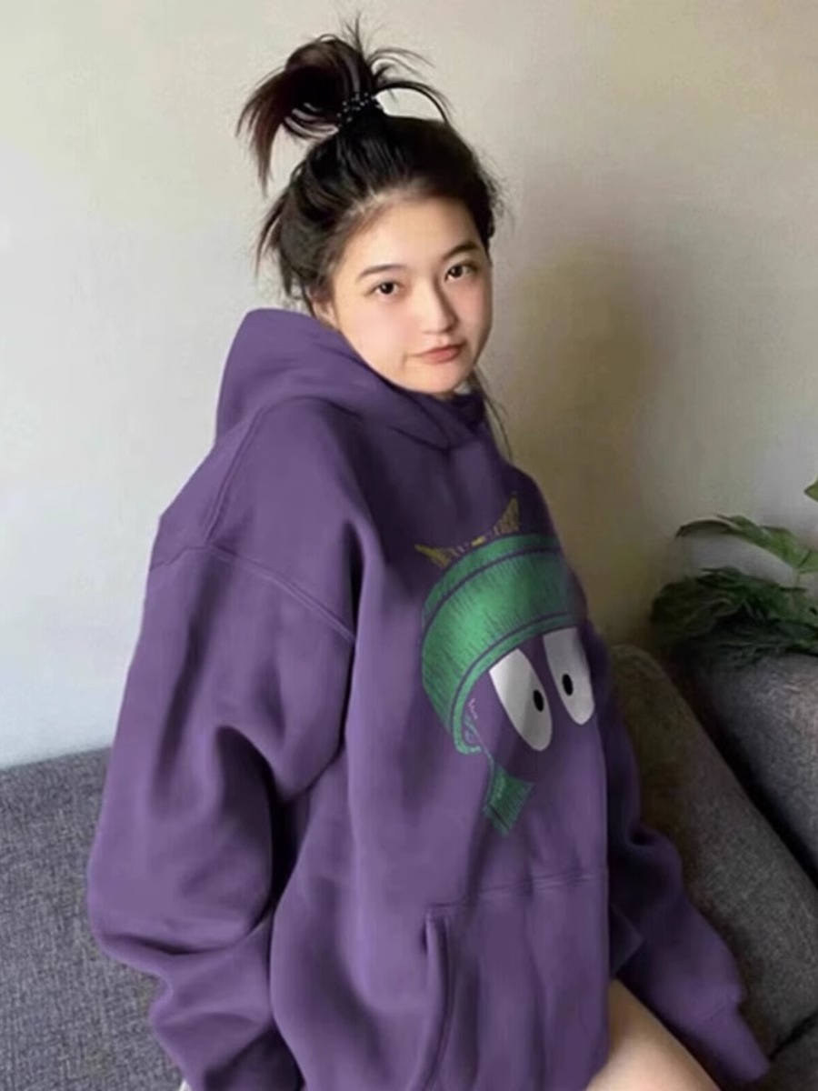 Chinese cotton composite milk silk 310g silver fox velvet 400g hooded sweatshirt for women