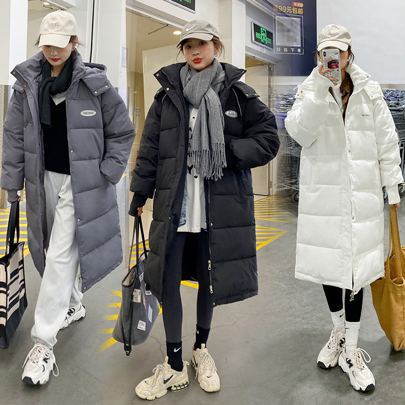 實拍2023冬季網紅羽絨服免洗韓版棉衣時尚長版顯瘦氣質棉服