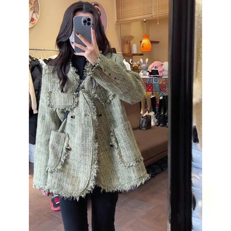 Support activities winter coat quilted thickened small fragrance loose coat tassel slimming top M-4XL 200 pounds
