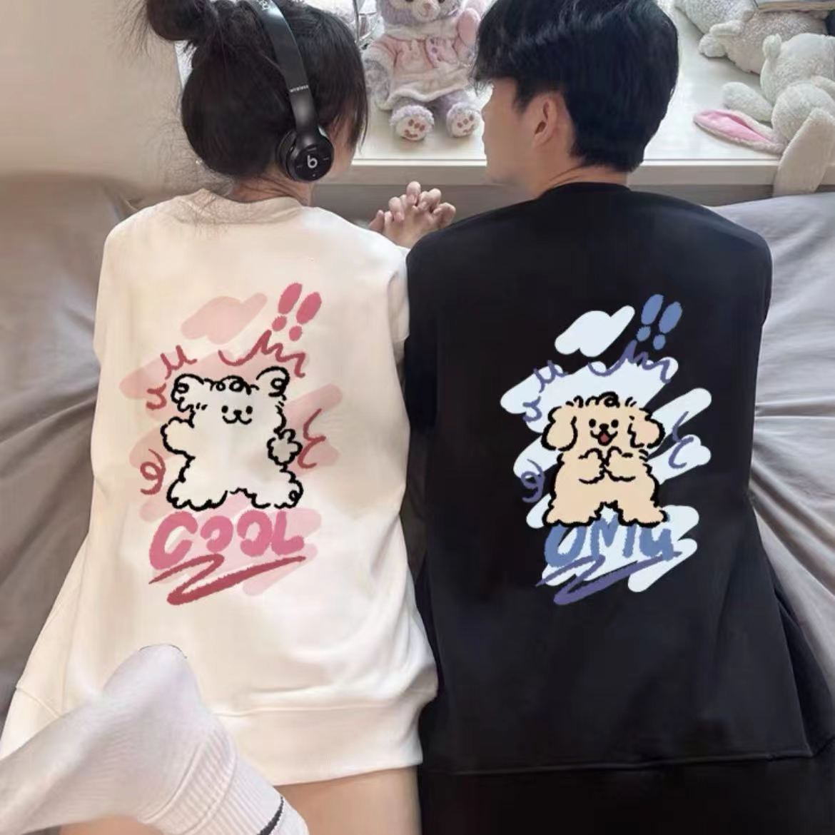 Chinese cotton composite milk silk 310g silver fox velvet 400g round neck sweatshirt for women