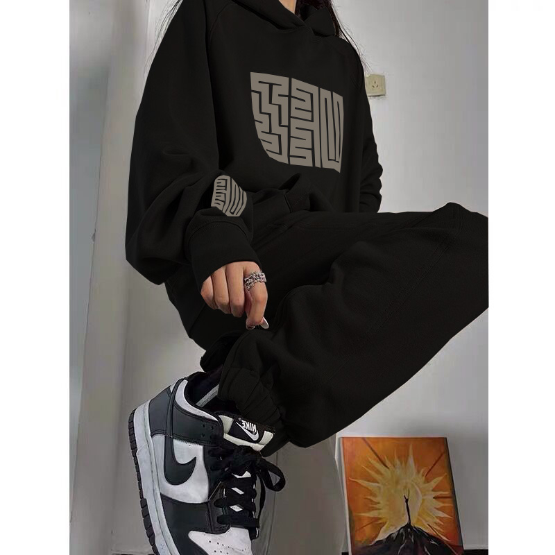 Velvet Chinese cotton composite salt sweatshirt and sweatpants set women's casual sportswear two-piece set