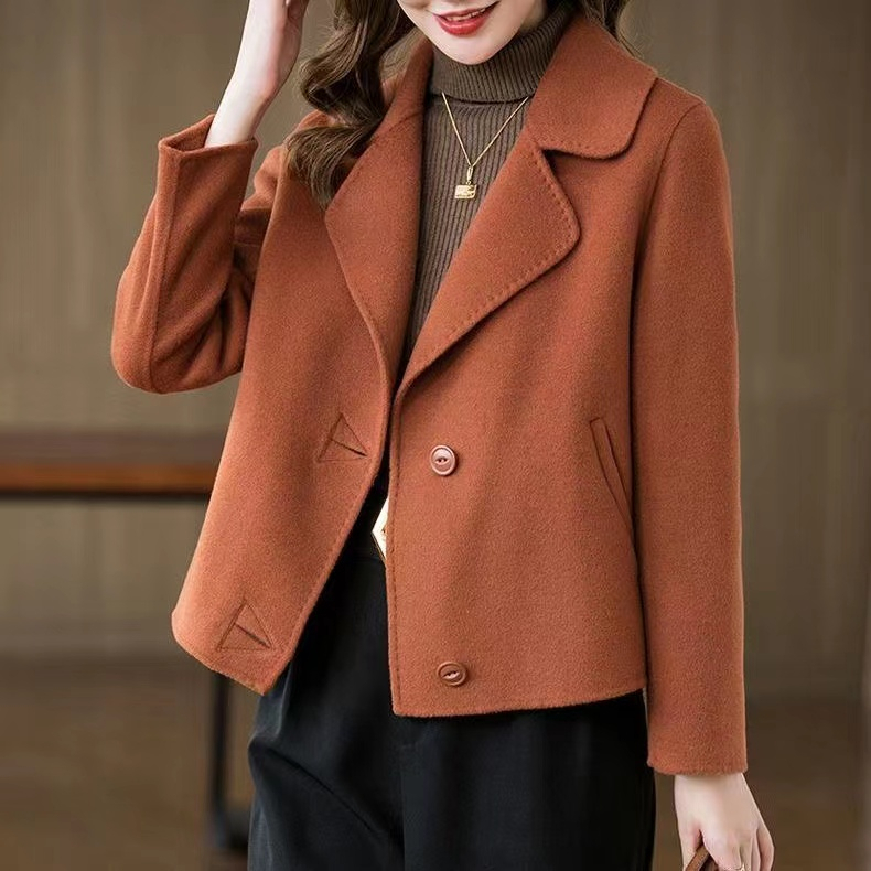 Coat for women autumn outer wear small double-sided woolen coat women's short woolen coat trendy 2023 new women's clothing